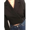 Tek Düğmeli Crop Ceket Siyah