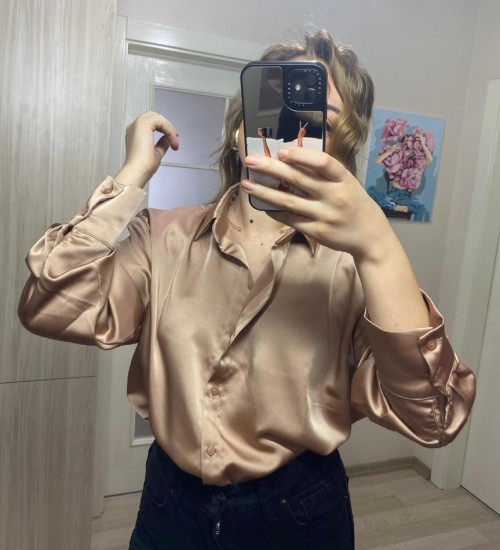 Premium Kalite Saten Gömlek - Vizon