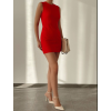 BİSİKLET YAKA KIRMIZI MİNİ ELBİSE