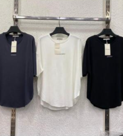 BİSİKLET YAKA ÜZERİ OYSHO YAZILI T-SHİRT- FÜME