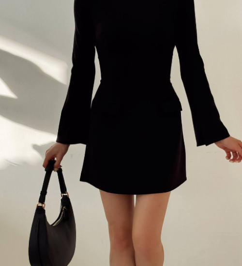 Süs Cepli Mini Elbise