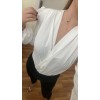 Parlak Çizgili Bodysuit Bluz - EKRU