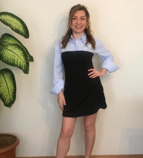 GARNİLİ ÇİZGİLİ MİNİ GÖMLEK ELBİSE