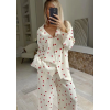 Beatiful Krinkıl Örme Kumaş Kalpli Pijama Takımı