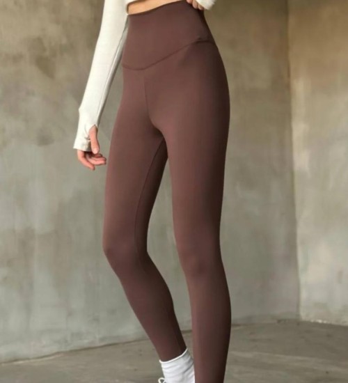 Premium Kalite Comfortlux Yüksek Bel Kahverengi Tayt