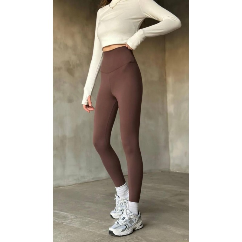 Premium Kalite Comfortlux Yüksek Bel Kahverengi Tayt