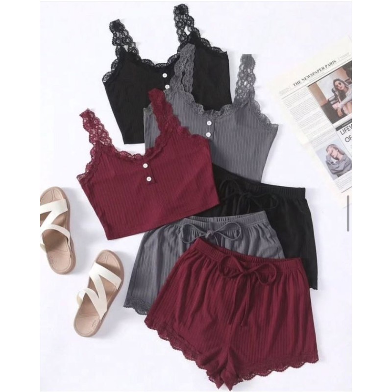 Kaşkorse Şortlu Takım 2li Bordo