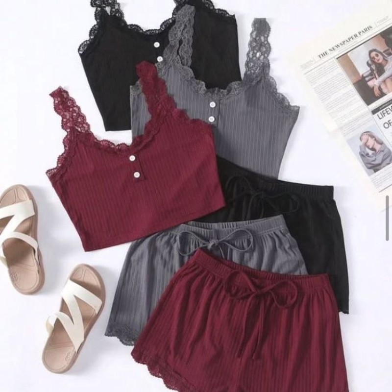 Kaşkorse Şortlu Takım 2li Bordo